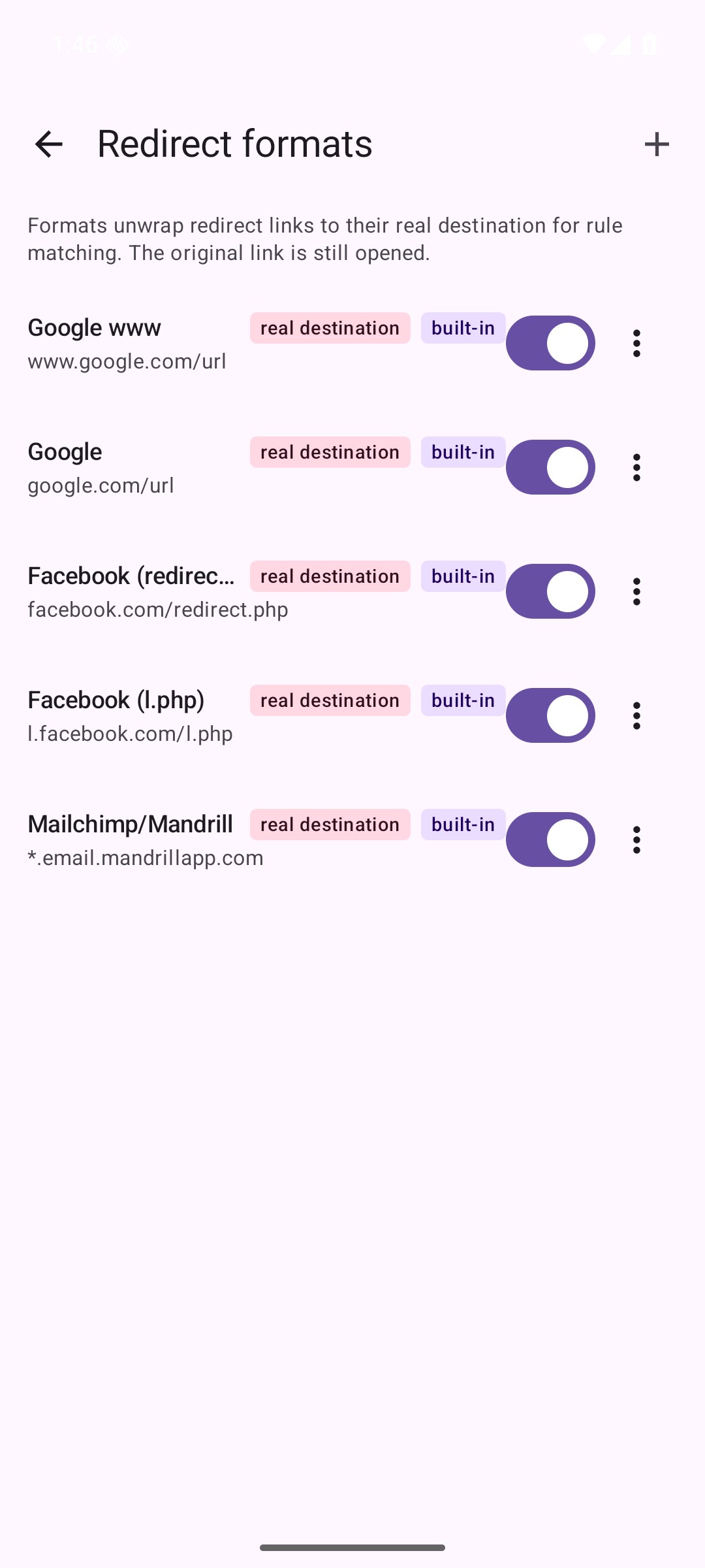 Redirect formats