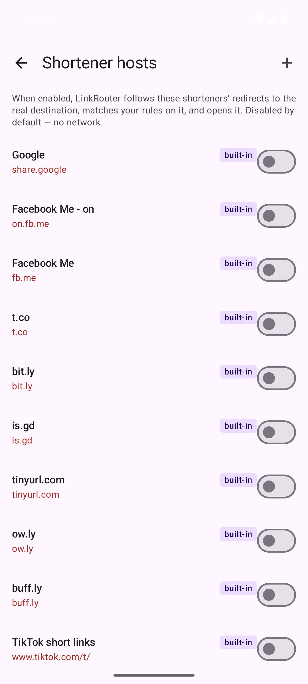 Shortener hosts